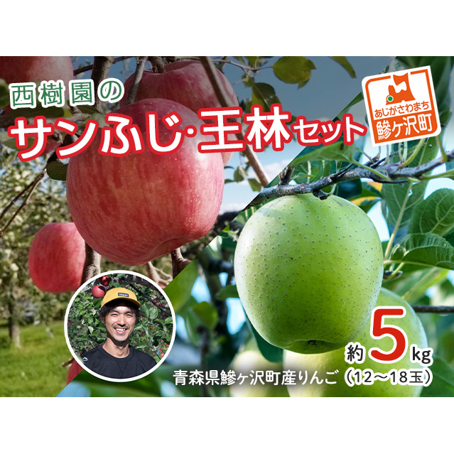 りんご 青森 サンふじ 王林 約 5kg (12~18玉) リンゴ 詰め合わせ セット 青森県 鰺ヶ沢町産 西樹園 フルーツ 果物 果物類 白神山地 林檎 サンフジ ふじ