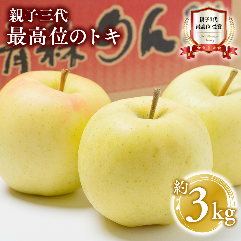 [10月発送] 親子三代最高位のトキ 約3kg[全国ふじコンテスト最高賞受賞農園・平川市広船産りんご]