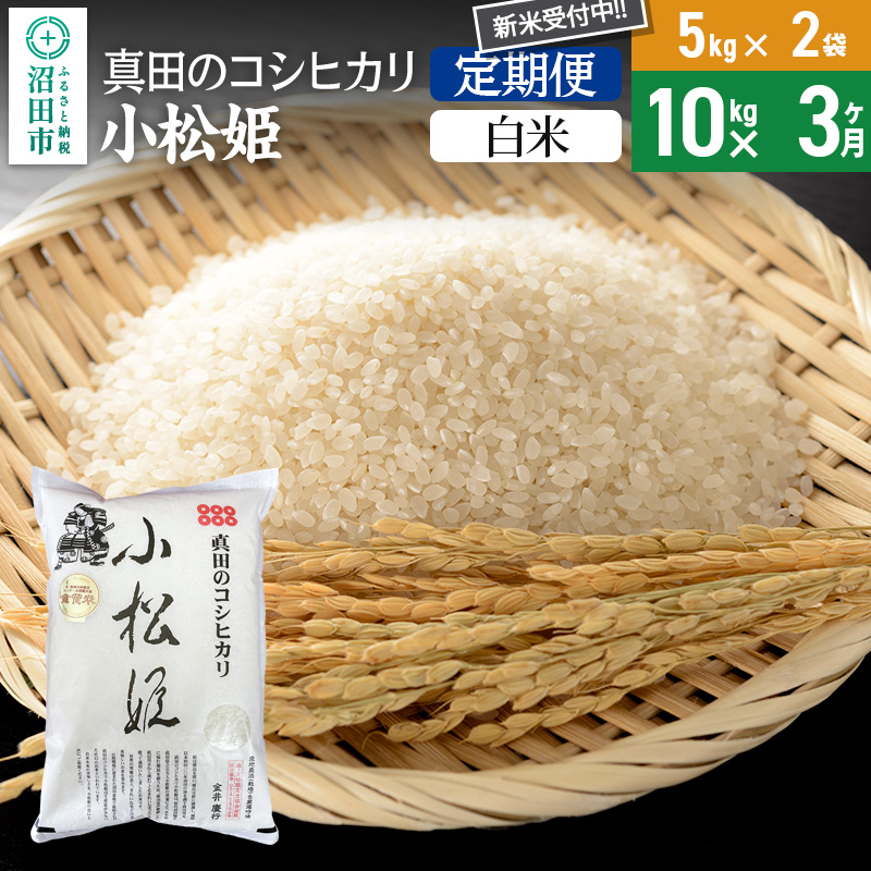 【白米】《定期便3回》令和7年産 新米 真田のコシヒカリ小松姫 10kg(5kg×2袋) 金井農園