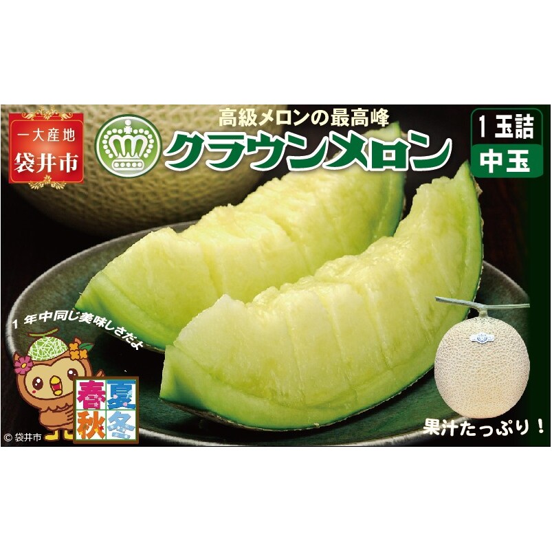 クラウンメロン(白等級)中玉 1玉入 果物類 メロン青肉