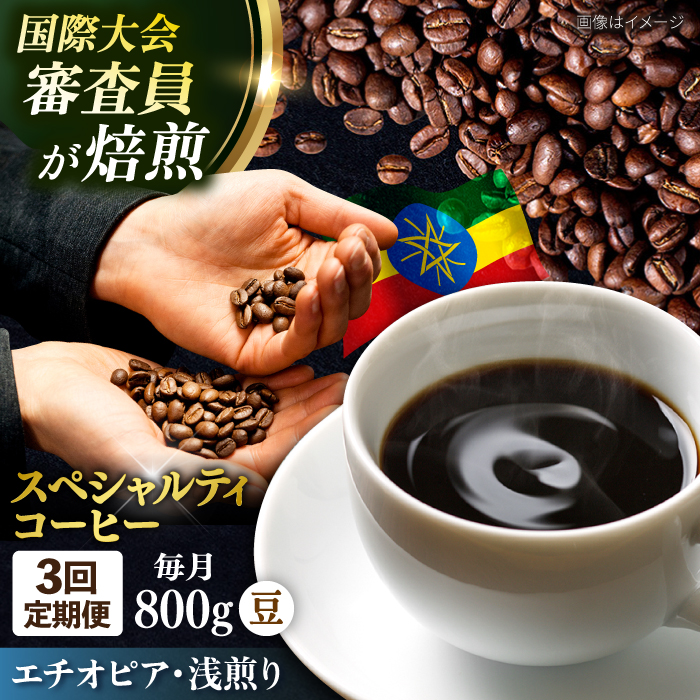 [全3回定期便]コーヒー豆 自家焙煎 浅煎り エチオピア 200g×4 TSUKIKOYA COFFEE ROASTER ツキコヤ[株式会社RUINS] [AKAD007]