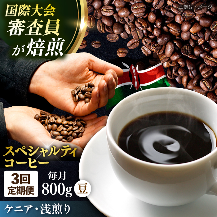 [全3回定期便]コーヒー豆 自家焙煎 浅煎り ケニア 200g×4 TSUKIKOYA COFFEE ROASTER ツキコヤ[株式会社RUINS] [AKAD019]