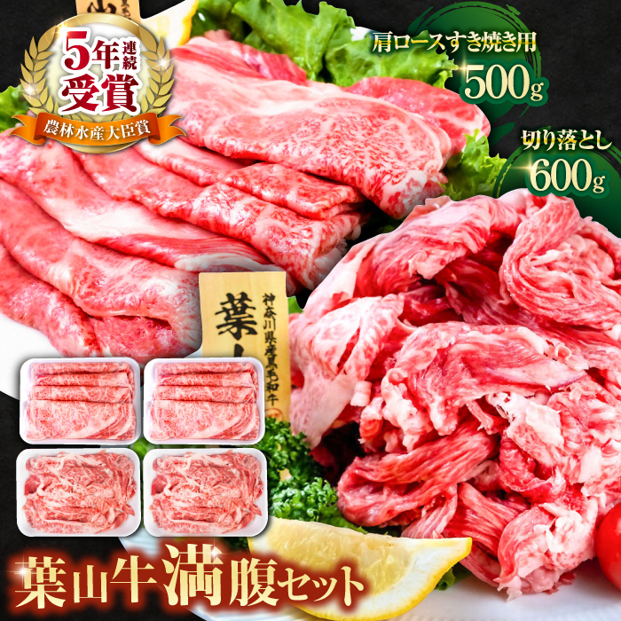 葉山牛満腹セット(肩ロースすき焼用250g×2+切落し300g×2)計1.1kg[株式会社羽根] [AKAG006]