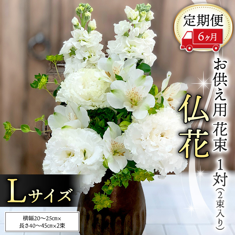 【 定期便 6ヶ月 】《 仏花 》 お供え用 花束 Lサイズ 1対（2束入り） 花 生花 月命日 墓前 お墓参り [CT099ci]