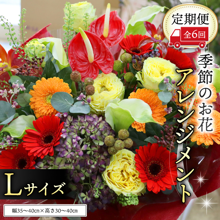 【 定期便 6ヶ月 】 毎月届く 季節の アレンジメント Lサイズ 花 生花 6回 おうち時間 定期便 新生活 応援 [CT064ci]