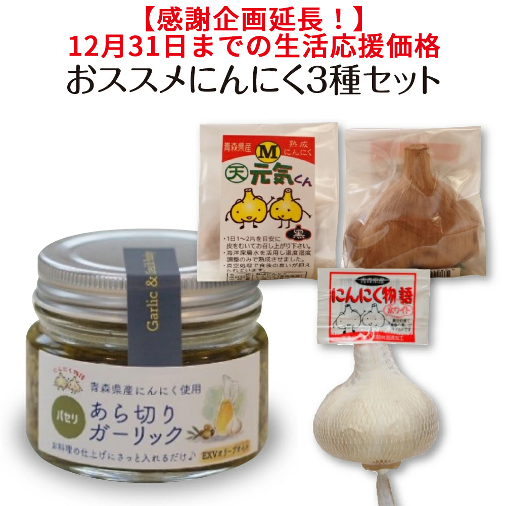 【感謝企画延長！12月31日までの生活応援価格】おススメにんにく３種セット　【02402-0491】