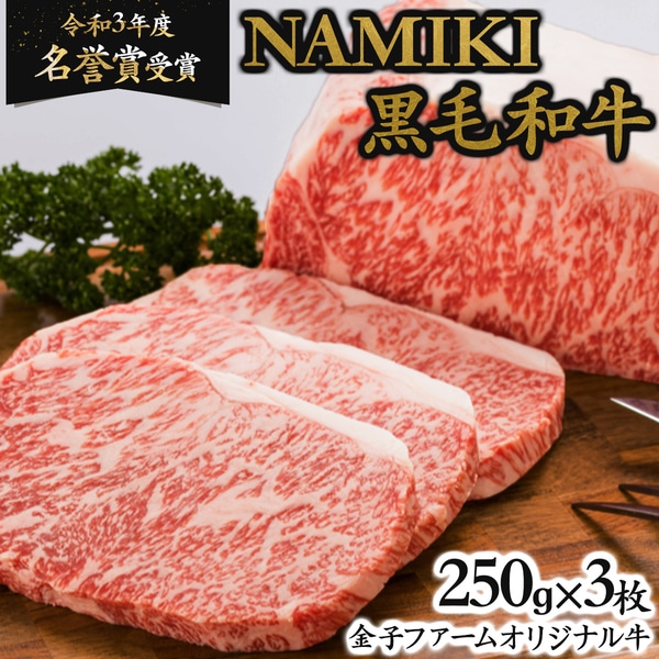 NAMIKI和牛ステーキ(250g×3枚) [国産 牛肉 ステーキ 冷凍 送料無料 青森県 七戸町 和牛 金子ファーム お祝い 贈り物 誕生日 お中元 夏 ギフト お肉 NAMIKI ご飯のお供][02402-0212]