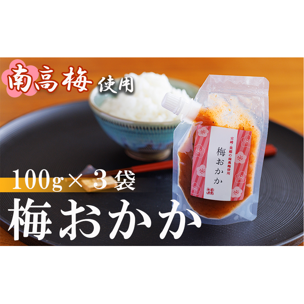 南高梅 梅おかか 100g×3袋 [農林産物直売所 美郷ノ蔵 宮崎県 美郷町 31ab0103] ねり梅 和え物 簡単調理 便利 あっさり さっぱり 国産 セット 詰め合わせ 宮崎県産 常温 送料無料 贈答品 父の日 母の日 プレゼント ギフト 調味料 料理 調理 おかず 薬味 そうめん 素麺 フライ 揚げ 炒め 煮込み 普段使い 便利