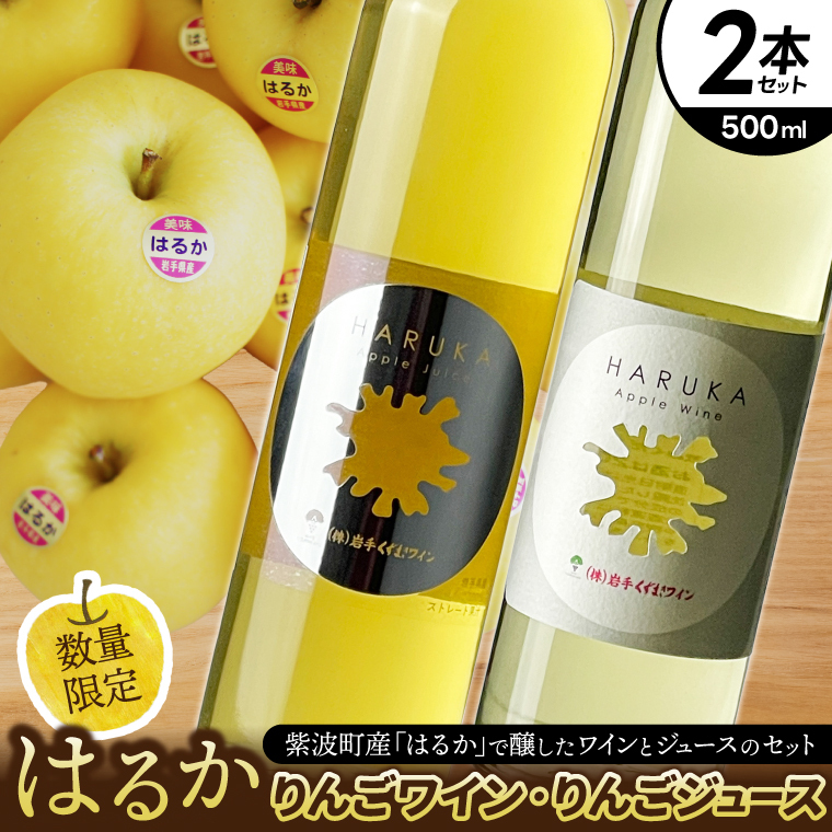はるか りんごジュース・りんごワイン セット【ジュース 果汁100% ストレートジュース フルーツジュース ワイン 岩手県 紫波町産 りんご】 (EX003)