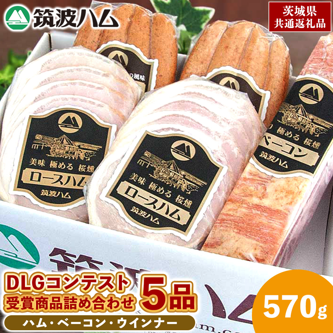 筑波ハム DLGコンテスト受賞商品 詰め合わせ ロースハムスライス ベーコン ウィンナー 合計570g ( 茨城県共通返礼品 ) 詰合せ 詰め合わせ 肉 豚 ウィンナー 熟成 贅沢