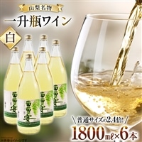 白ワイン 葡萄の宴 白 山梨県 名物 一升瓶ワイン 1,800ml×6本セット / サン.フーズ / 山梨県 韮崎市 [20743109] ワイン やや辛口 一升瓶