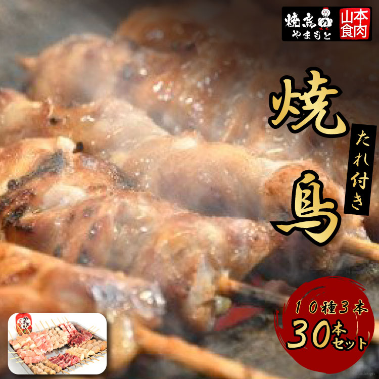 焼き鳥 焼鳥たれ付き10種3本(30本セット) [山本食肉 山梨県 韮崎市 20743347] やきとり 焼鳥 セット 鶏肉 冷凍 小分け 食べ比べ バーベキュー BBQ 惣菜 串 おかず おつまみ 国産 ねぎま もも つくね 砂肝