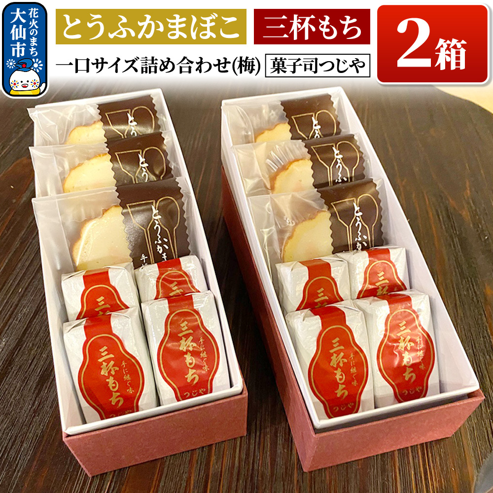 とうふかまぼこ・三杯もち 一口サイズ詰め合わせ(梅)×2箱【菓子司つじや】