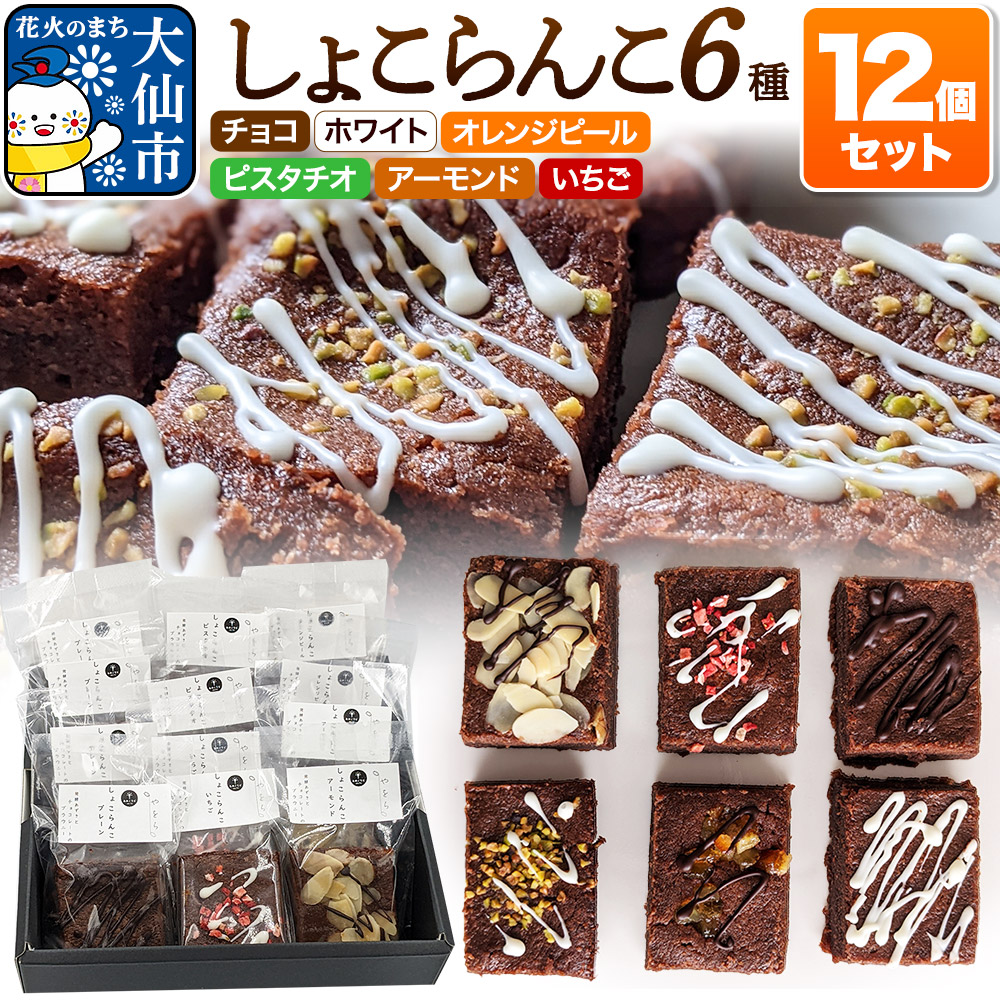 しょこらんこ12個セット［6種詰め合わせ］ブラウニー（チョコ、ホワイト、オレンジピール、ピスタチオ、アーモンド、イチゴ）スイーツ お菓子