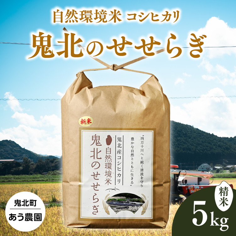 【R7年産】【自然環境米】鬼北のせせらぎ（コシヒカリ） 5kg ｜ お米 お米不足 お米品薄 おいしい お米 事業者支援 送料無料 白米 精米 国産 限定 ごはん ご飯 白飯 ゴハン 愛媛県産 鬼北町 ※2025年9月下旬頃より順次発送予定