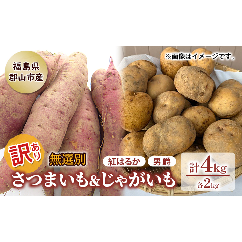 訳あり 無選別 セット キュアリング処理済貯蔵庫熟成 さつまいも & ホクホク 男爵 じゃがいも 4kg 芋 お芋