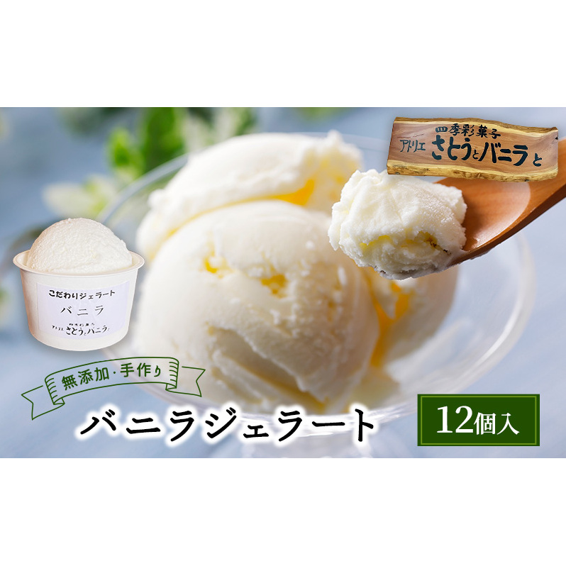 【手作り・無添加】バニラジェラート 100ml×12個入 カップ入り 天然塩 ジェラート 無添加 蔵王 低温殺菌牛乳 バニラビーンズ 