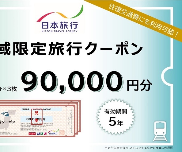 福島県郡山市 日本旅行 地域限定旅行クーポン90,000円分 チケット 