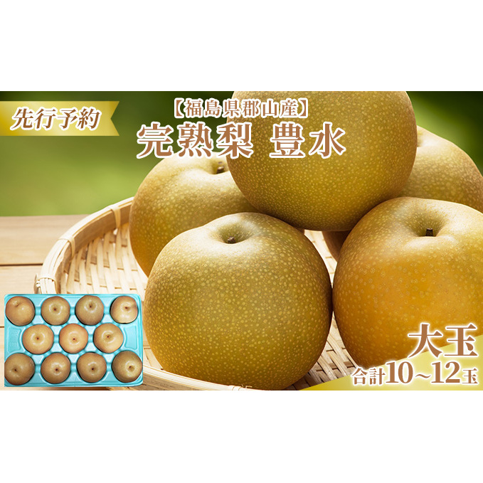 【先行予約】【福島県郡山産】完熟梨 豊水 大玉（10～12玉） 果物 フルーツ 食後 デザート おやつ 程よい酸味 強い甘み 朝摘み 