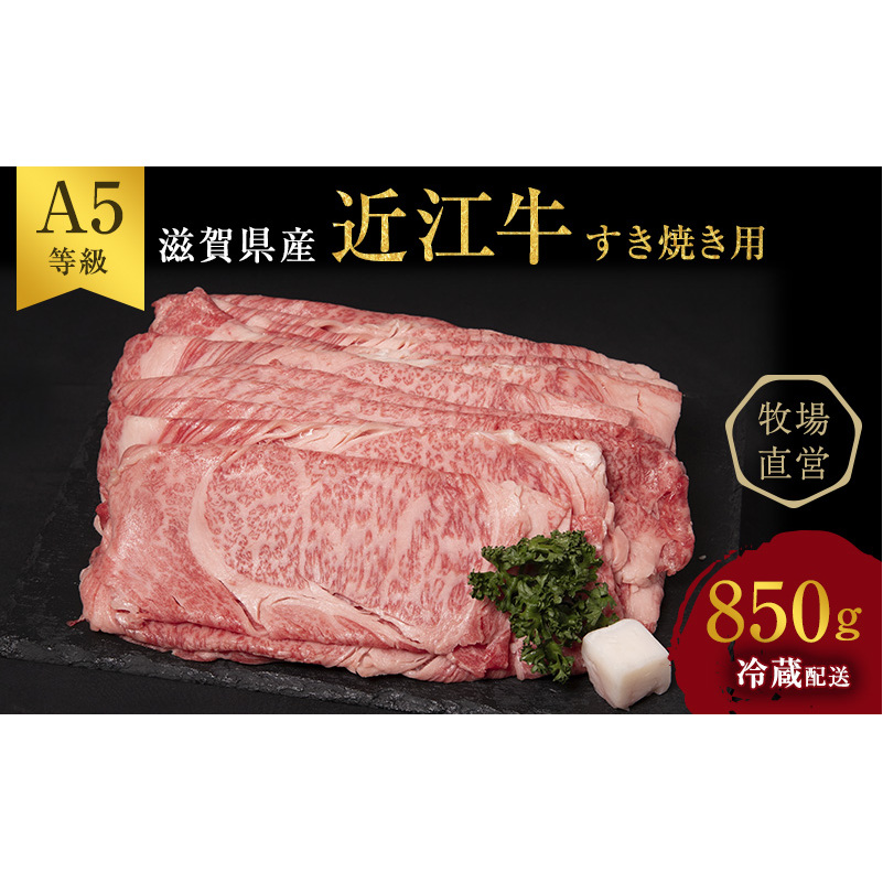 【近江牛 西川畜産】A5ランク雌牛 すき焼用 約850g（モモ・カタ・ウデ・バラ系等） ふるさと納税 すき焼き a5 牛肉 お肉 ブランド牛