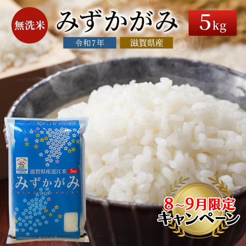 【9月末までの限定価格】【令和7年産新米】【先行受付開始】滋賀県産 みずかがみ BG無洗米 5kg お米 2025年9月下旬出荷開始 cp2509