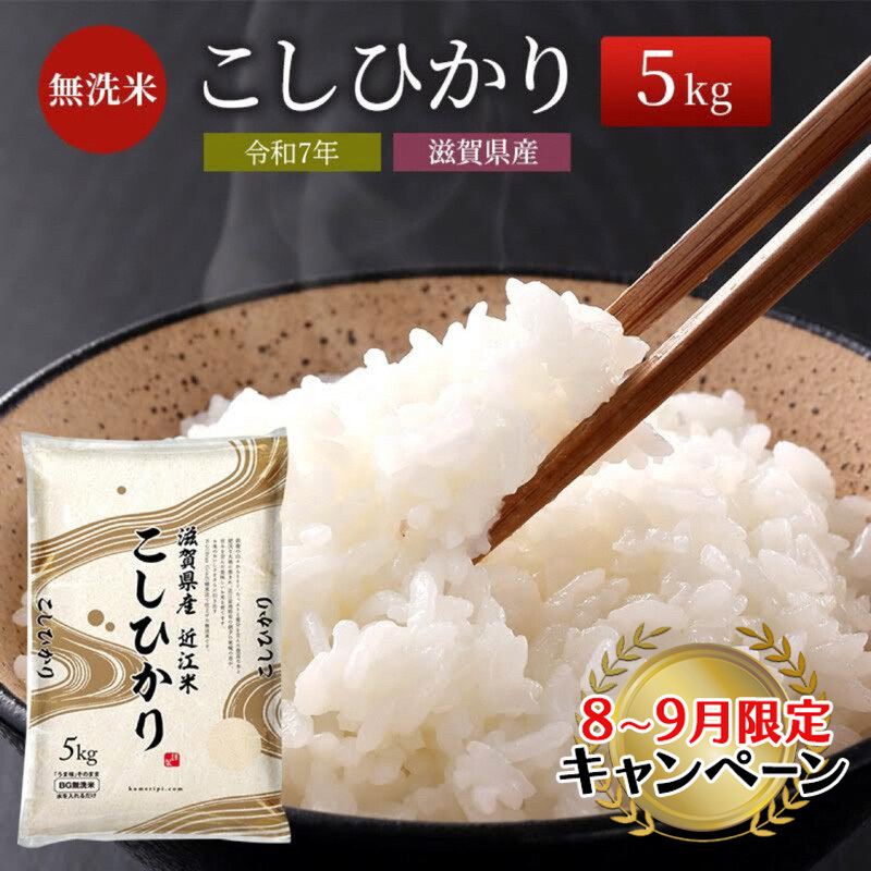 【9月末までの限定価格】【令和7年産新米】【先行受付開始】滋賀県産こしひかり BG無洗米 5kg 無洗米 お米 コメ おこめ 白米 コシヒカリ 2025年10月より順次出荷開始 cp2509