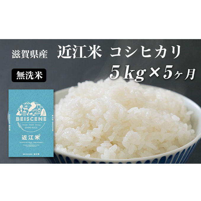【定期便】令和7年産新米 5kg×5ヶ月 近江米 コシヒカリ 無洗米 米 滋賀県豊郷町産 お米 こめ コメ おこめ 白米 5回 お楽しみ