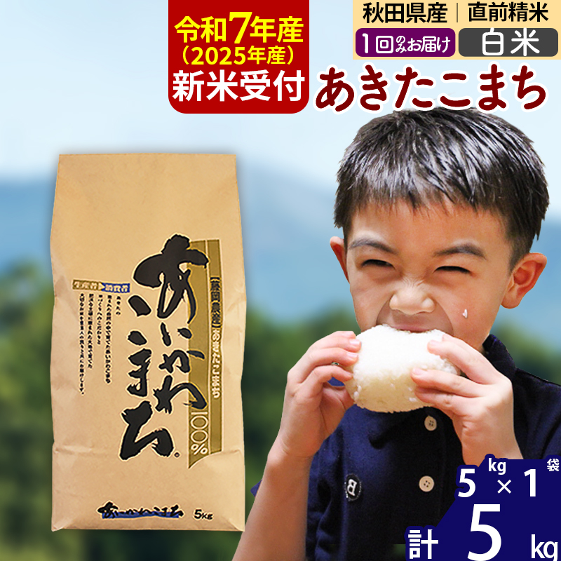 ※令和7年産 新米予約※秋田県産 あきたこまち 5kg【白米】(5kg小分け袋)【1回のみお届け】2025年産 お米 藤岡農産