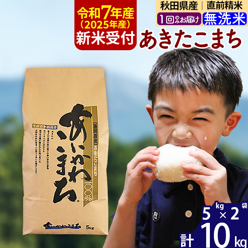 ※令和7年産 新米予約※秋田県産 あきたこまち 10kg【無洗米】(5kg小分け袋)【1回のみお届け】2025年産 お届け時期選べる お米 藤岡農産