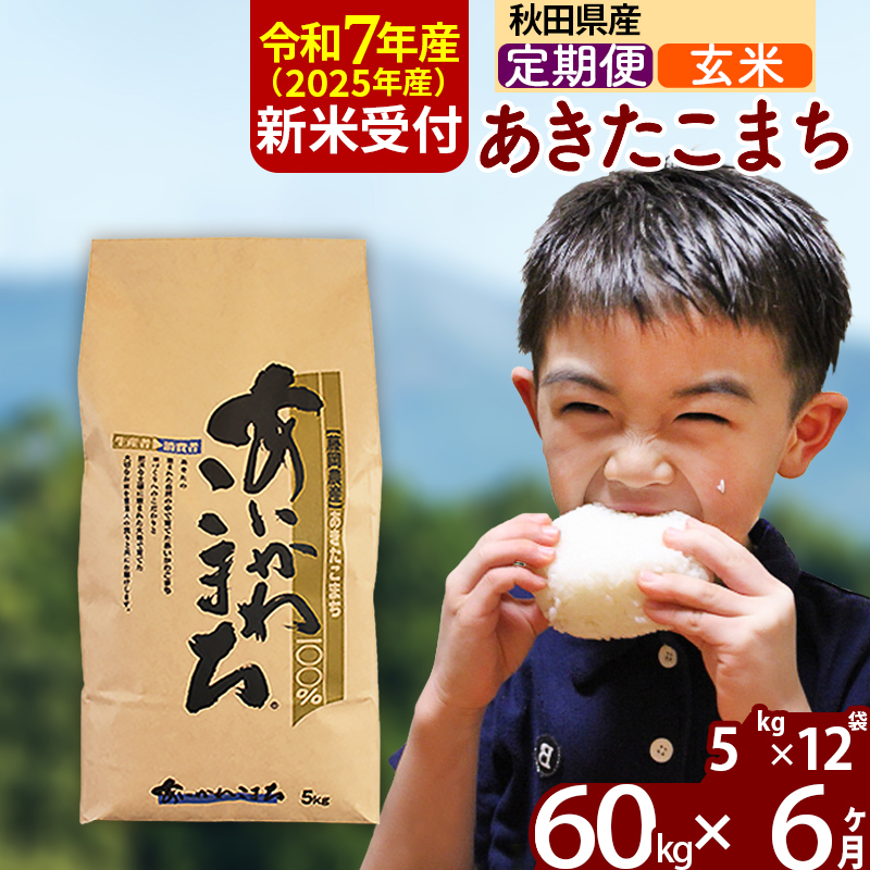 ※令和7年産 新米予約※《定期便6ヶ月》秋田県産 あきたこまち 60kg【玄米】(5kg小分け袋) 2025年産 お届け時期選べる お届け周期調整可能 隔月に調整OK お米 藤岡農産