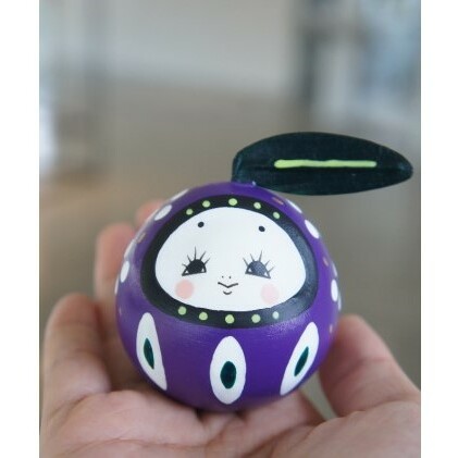【 小豆島 】小豆島オリーブ姫だるま（紫） インテリア 張り子 はりこ 
