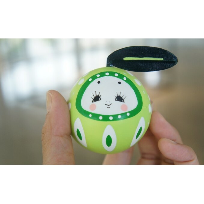 【 小豆島 】小豆島オリーブ姫だるま（緑） インテリア 張り子 はりこ 