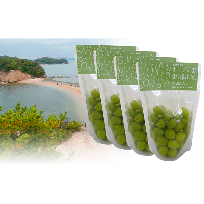 小豆島 オリーブの実 新漬け 4袋 セット 詰め合わせ オリーブ オリーブのみ おつまみ つまみ グリーンオリーブ 前菜 食品 香川 香川県 土庄町