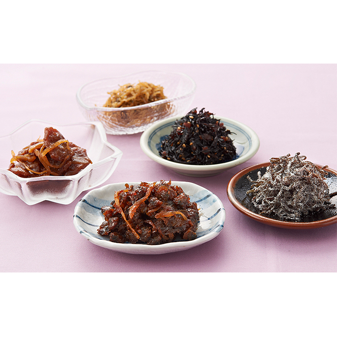 小豆島 こだわり 佃煮 5種 セット 詰め合わせ 梅ひじき ちりめん山椒 塩吹昆布 畑のビーフ しじみ時雨 ご飯のお供 ごはんのお供 惣菜 副菜 おつまみ つまみ つくだ煮 佃煮詰め合わせ こんぶ 大豆ミート 食品 香川 香川県 土庄町