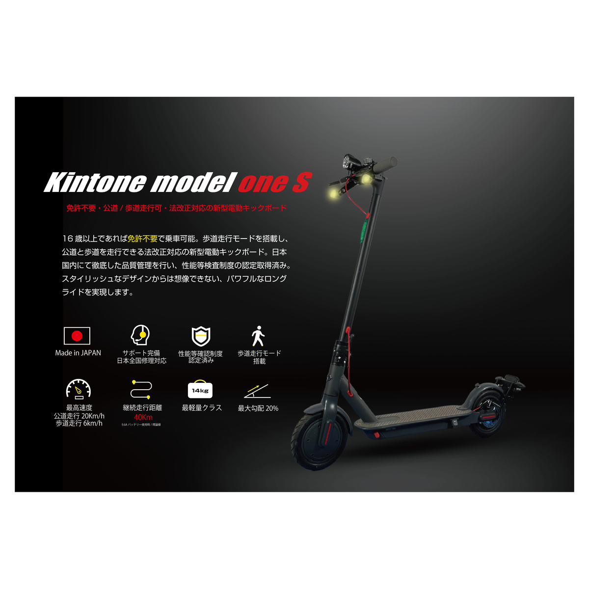 電動キックボード 公道 走行可能 KINTONE Model One S 増量バッテリーモデル(ホワイト） 白 免許不要 おりたたみ 特定小型原付 |  茨城県常総市 | JRE MALLふるさと納税