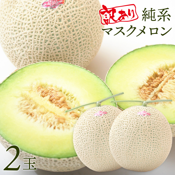 E-22910z [訳あり]純系マスクメロン2玉[9〜10月発送分]