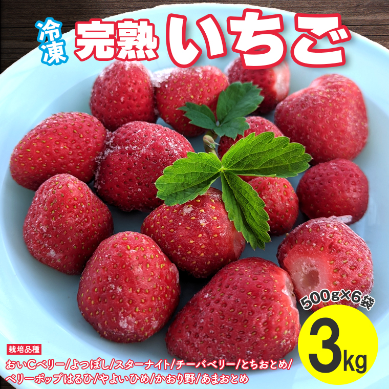 BT-16z 冷凍 完熟いちご3kg(500g×6袋)/いちごやす農園