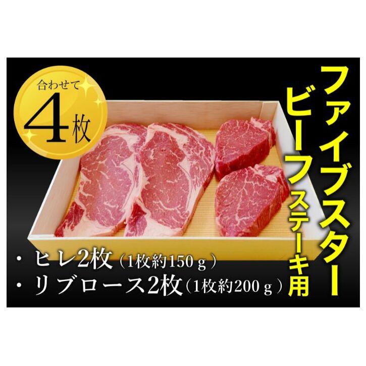 ステーキ リブロース 2枚 ヒレ 2枚 セット ファイブスター ビーフ 赤身 赤身肉 脂身 ロース ステーキ肉 肉 お肉 牛 牛肉 ディナー ニュージーランド産 冷凍 冷凍配送 千葉 千葉県 市原 市原市