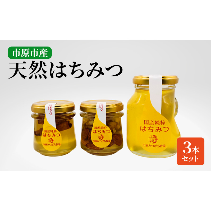 市原みつばち牧場天然はちみつ3本セット 蜂蜜 