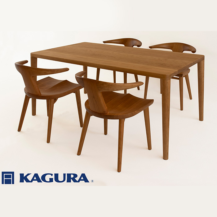 家具蔵 KAGURA ダイニングセット1500 エミネント&コルノ チェリー材 家具 テーブル アームチェア 木材 無垢材 無着色 職人 手作業 寛ぎ シンプル 洗練 茨城県 ( B-282 )