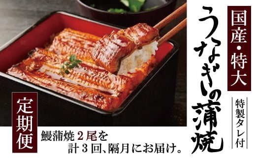 【隔月3回定期便】 国産 うなぎ 蒲焼 2尾 (460g ~ 500g) と 特製タレ 2個 セット 鰻 ウナギ 蒲焼き うなぎ蒲焼 セイロ蒸し せいろ蒸し タレ付 冷凍