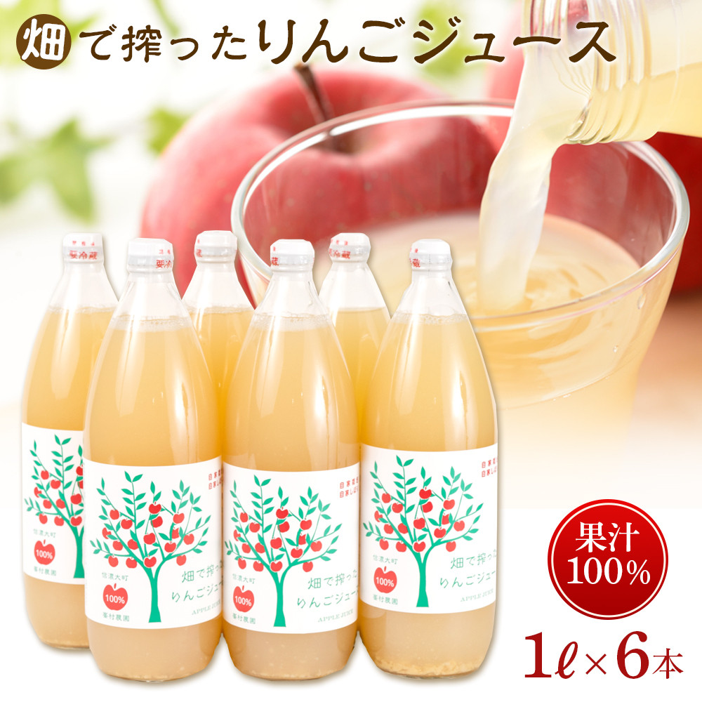 りんご ジュース 6本 × 各1000ml 大町産 箱入り