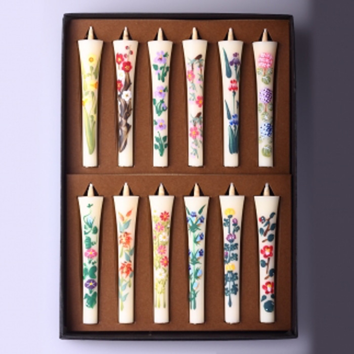手描き四季の花ろうそく12本入【カーボン・オフセット対象】