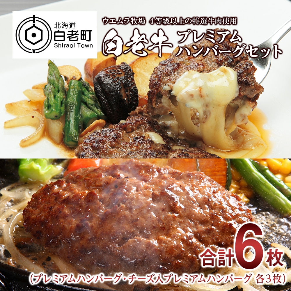 白老牛プレミアムハンバーグセット(6枚)