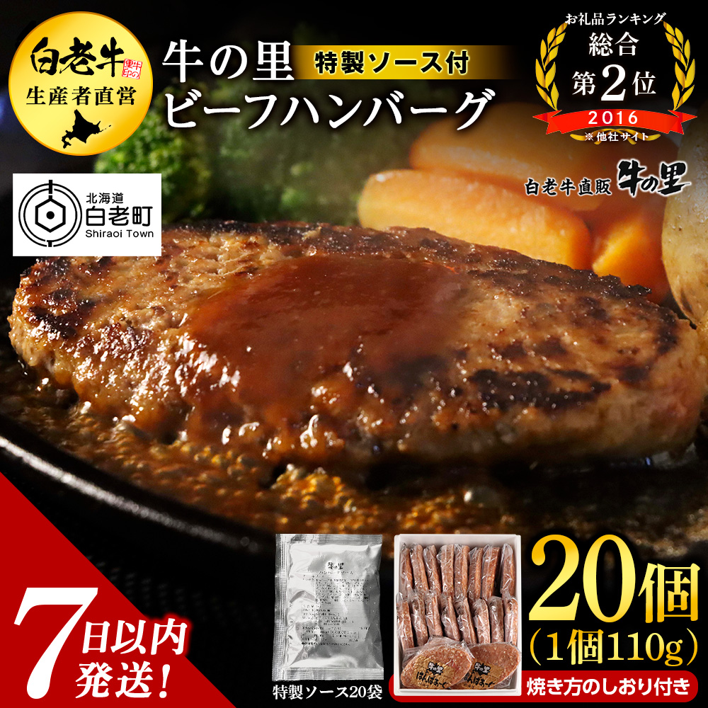 牛の里ビーフハンバーグ（110g×20個）特製ソース（20袋）の詰合せ