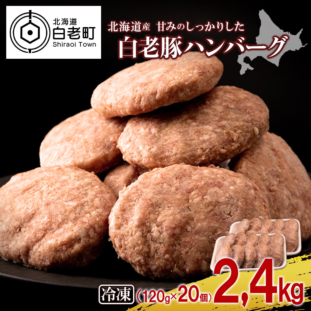 北海道産 白老豚 ハンバーグ 120g×20個セット
