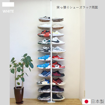 シューズラック スリム シューズ収納 シューズラック両面 白 シューズボックス 靴収納 玄関収納 省スペース 22足収納 下駄箱 狭い 玄関 おしゃれ 高さ調整可 国内製造 日本製 