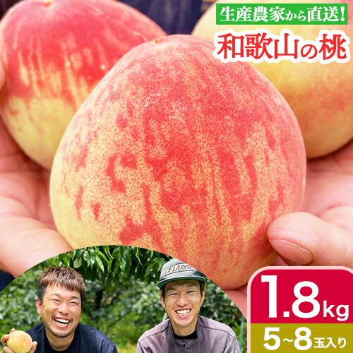 和歌山県産の桃 約1.8kg (5〜8玉入り) GREEN JUNCTION株式会社[2025年6月中旬-2025年8月末頃出荷]和歌山県 紀の川市 桃 果物 果実 フルーツ 自然栽培 送料無料---wsk_cgjt3_bc68_24_13000_1800g---