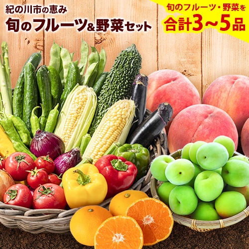 紀の川市の恵み 旬のフルーツ&野菜セット 計3~5品《30日以内に出荷予定(土日祝除く)》和歌山県 紀の川市 フルーツ 果物 野菜 セット 桃 梅 みかん 新玉ねぎ なす トマト キャベツ---wfn_cwlocal68_30d_25_11000_3h5h---