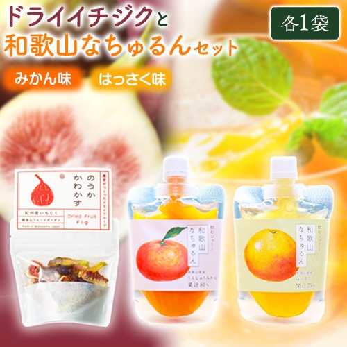 ドライイチジクとなちゅるん(みかん味・はっさく味)のセット 各1袋 有限会社柑香園 [30日以内に出荷予定(土日祝除く)] 和歌山県 紀の川市 フルーツ 果物 柑橘 添加物不使用 ゼリー ドライフルーツ みかん はっさく イチジク いちじく---wsk_kcekdnmh_30d_22_8000_3p---